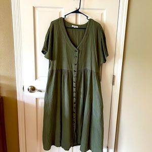 Madewell Green Linen Dress